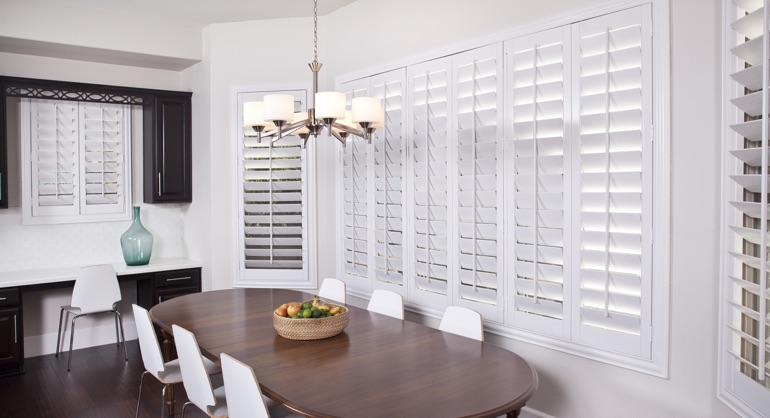 classic shutters in San Jose kitchen